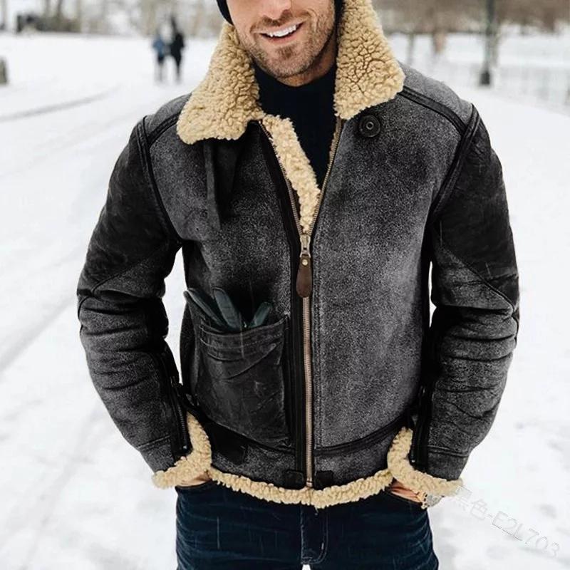 Levoire | Veste En Cuir Tendance Avec Col Chaud Gris foncé