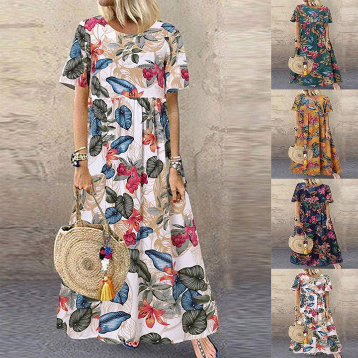 Levoire | Robes pour femmes Vintage Imprimé floral Libre Courte à manches