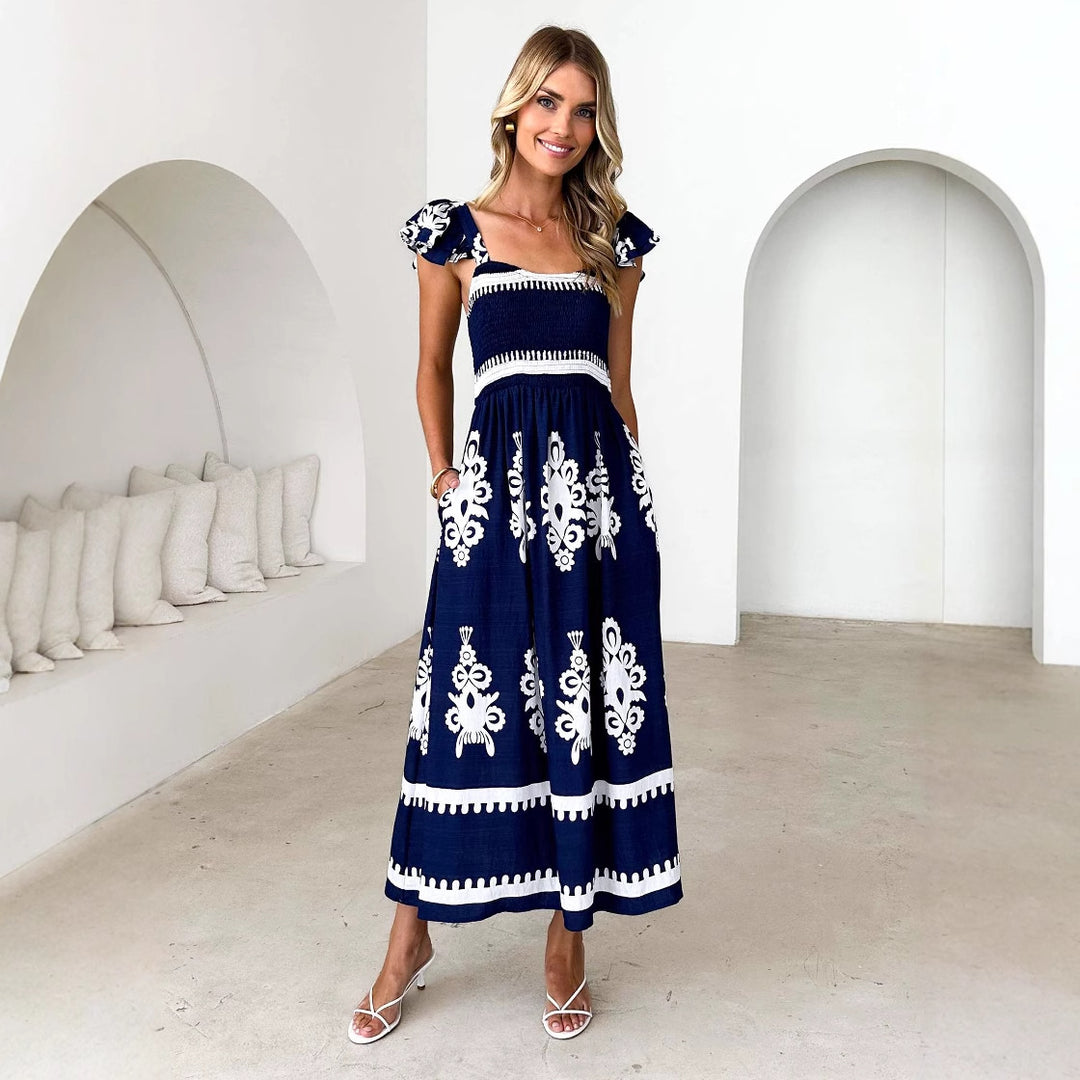 Robe maxi femme avec design décolleté et motifs floraux Levoire