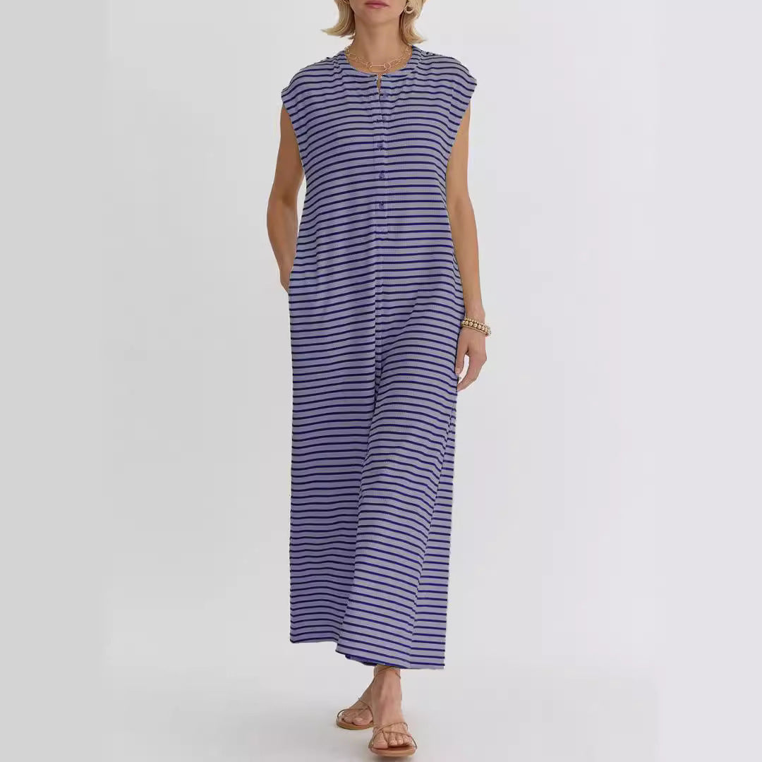 Combinaison décontractée femme avec motif stripes moderne et poches pratiques Levoire
