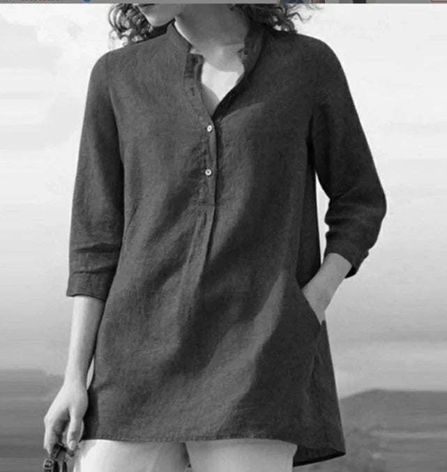 Levoire | Blouse En Lin Avec Décolleté En V Noir