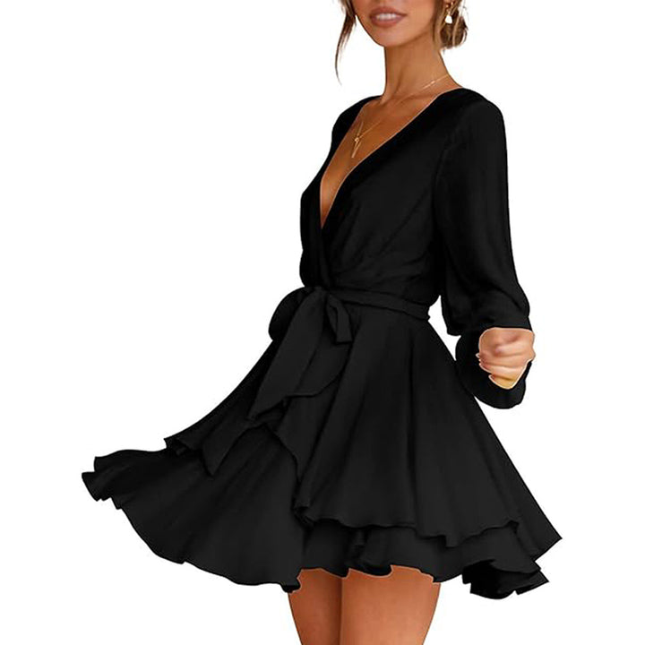 Robe portefeuille femme avec des manches longues et des volants espiègles Levoire