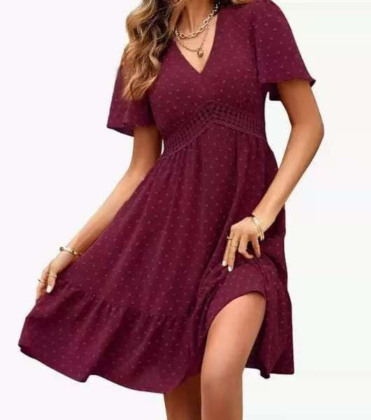 Robe d'été pour femmes avec décolleté en V et détails volants Levoire