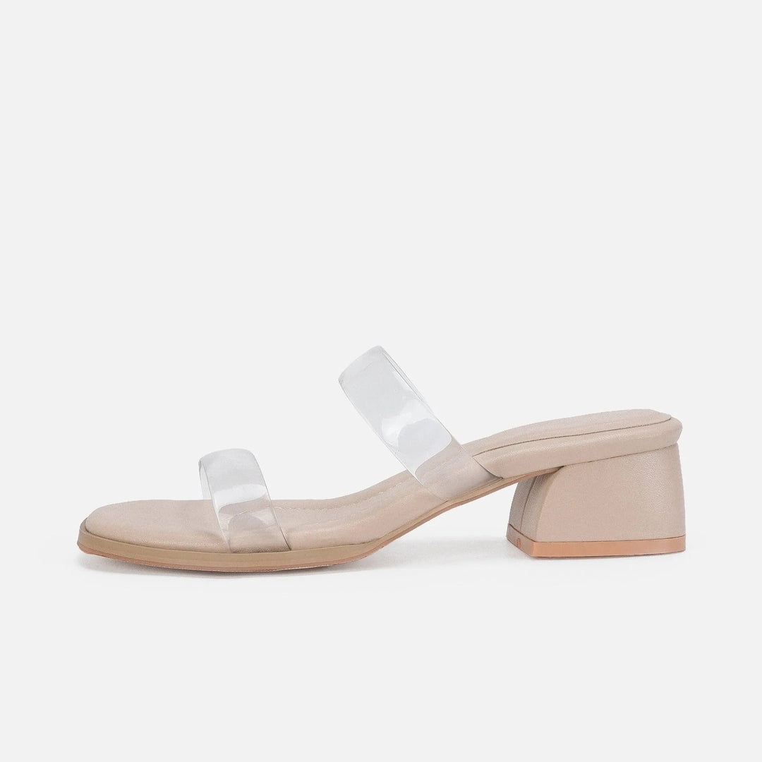 Levoire | Sandales pour femmes à talons moyens transparentes Nude Stoffwickler Korko