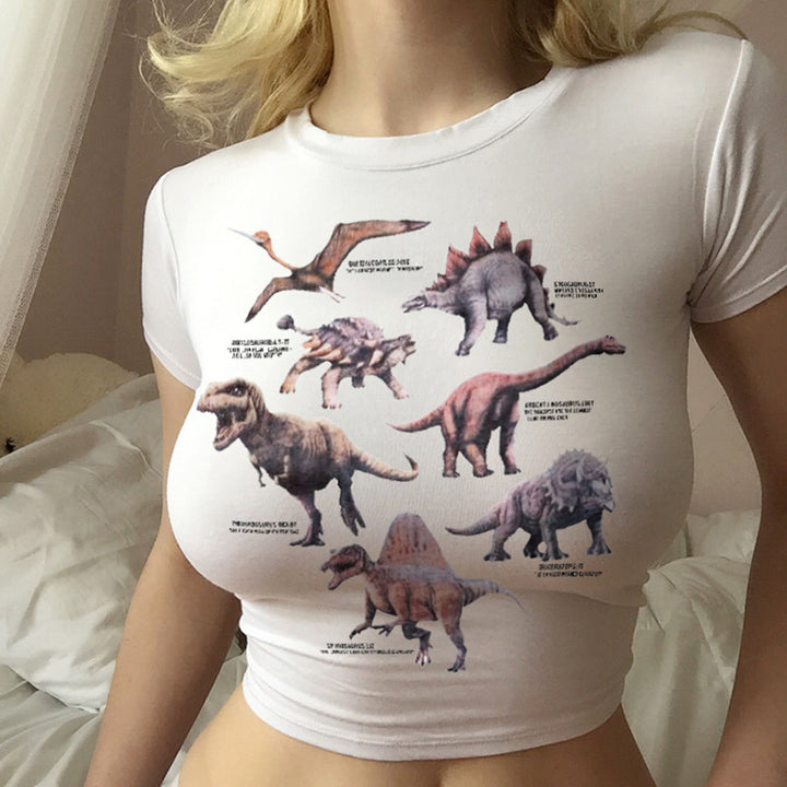 T-shirt pour femmes avec un design de dinosaure créatif Levoire