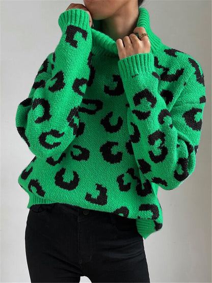 Levoire | Pull Vert Élégant Avec Motif Léopard M