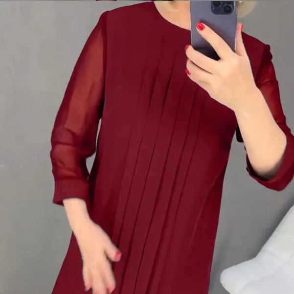 Robe maxi femme avec drapés élégants et manches transparentes Levoire