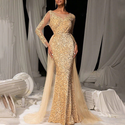 Levoire | Glamouröös Long Long Lamp Party Gown Or