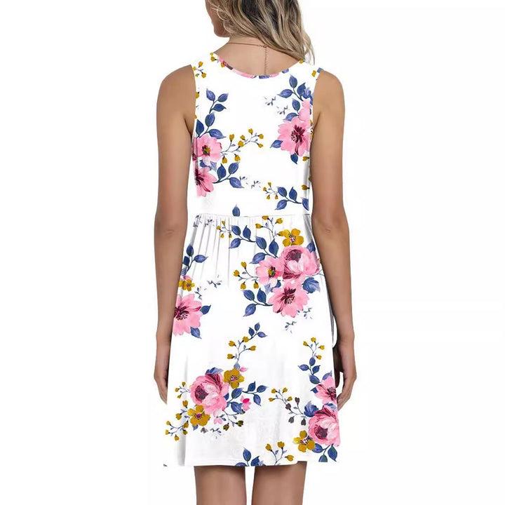 Robes florales pour femmes avec une silhouette en A et un décolleté en V Levoire