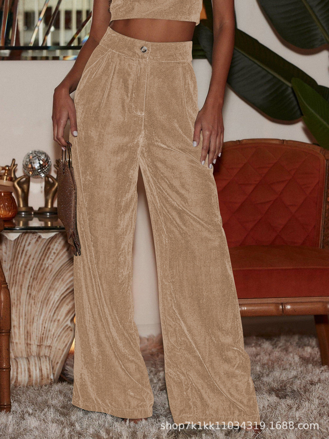 Pantalons en velours large élégant pour femmes avec de hautes fentes Levoire
