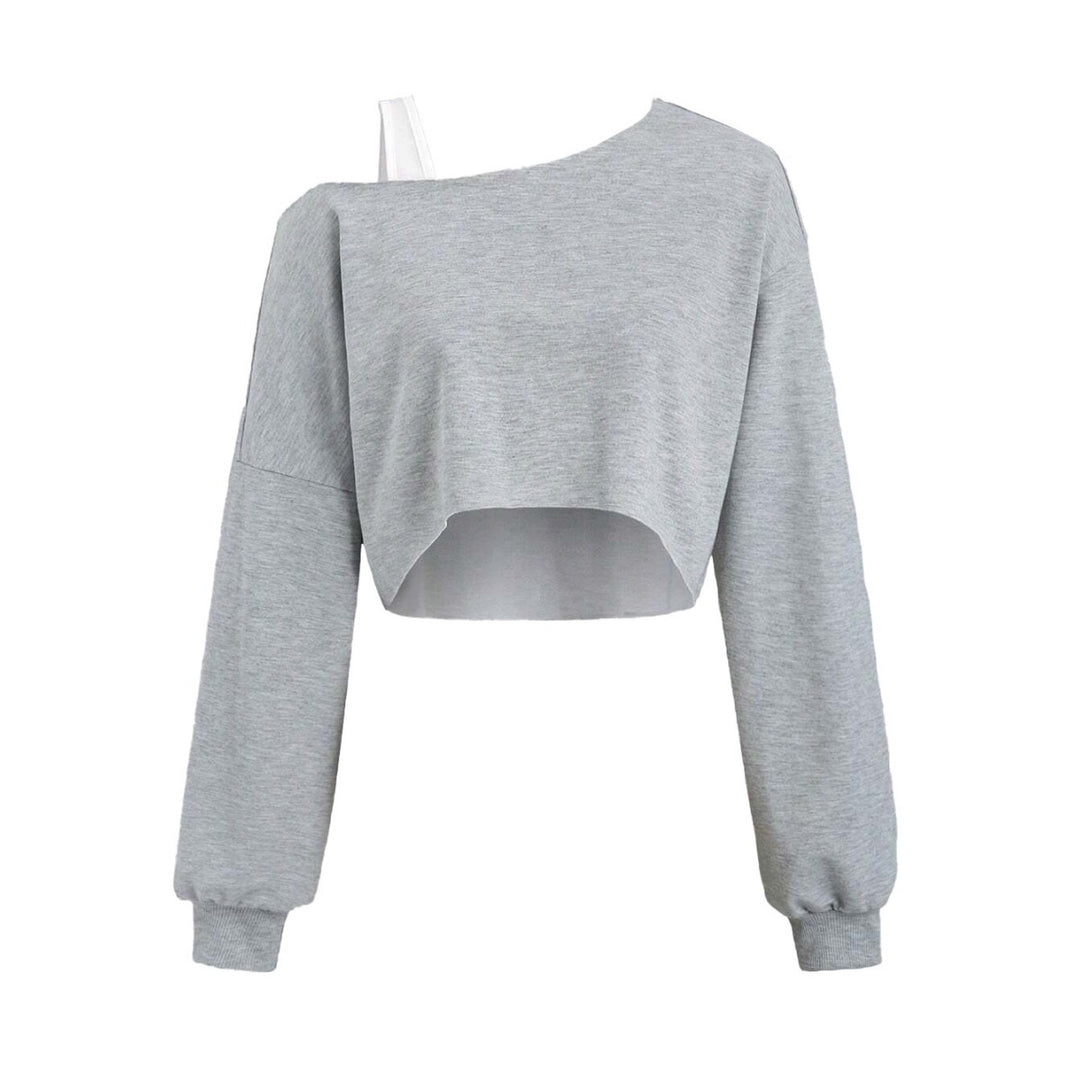 Sweatshirt court pour femme avec design asymétrique et manches volumineuses Levoire