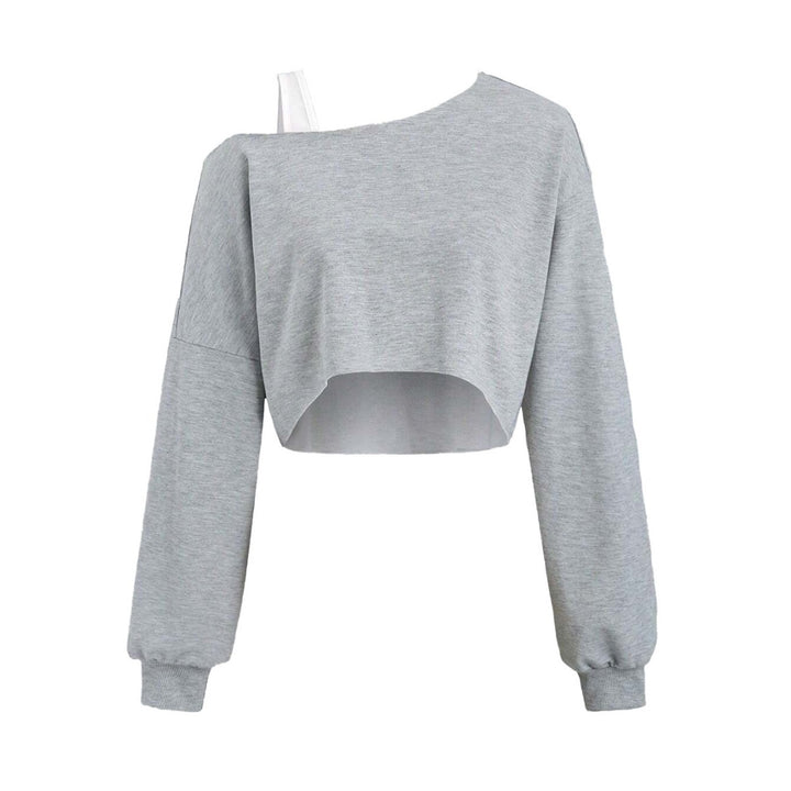 Sweatshirt court pour femme avec design asymétrique et manches volumineuses Levoire