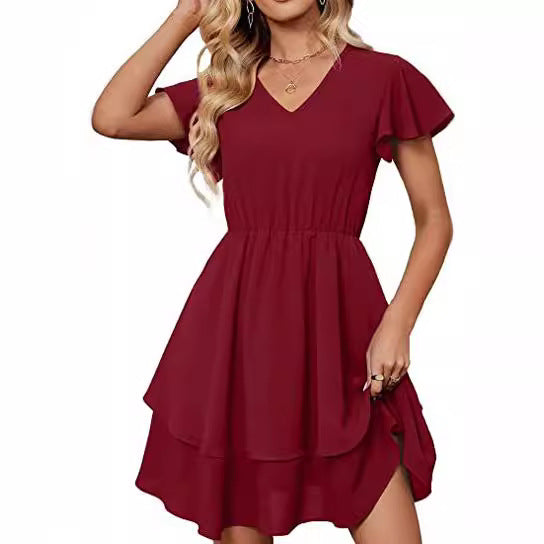 Robe décontractée femme avec jupe flottante et manches froncées Levoire