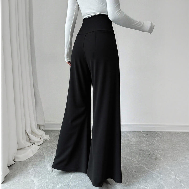Pantalons Palazzo larges pour femmes avec taille haute et détails de bouton décoratif Levoire