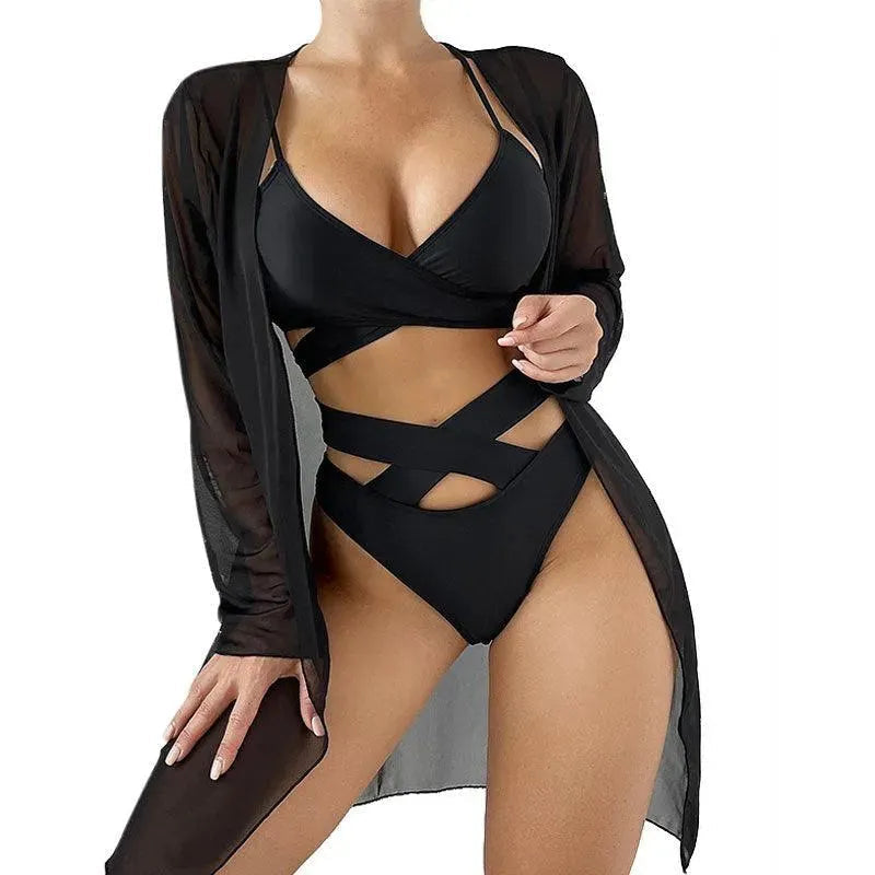 Levoire | Ensemble de maillot de bain trois pièces avec revêtement de plage