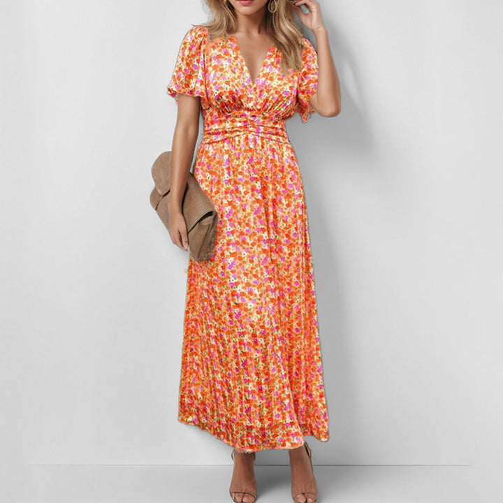 Robe maxi fluide pour femme avec design floral et décolleté en V Levoire
