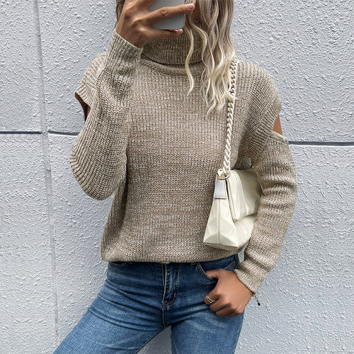 Top tricoté à la mode pour femmes avec des manches ouvertes et une texture grossière Levoire