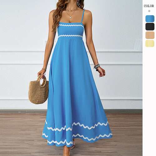 Robe maxi pour femmes avec un ourlet délicat à volants et de fines bretelles spaghetti Levoire