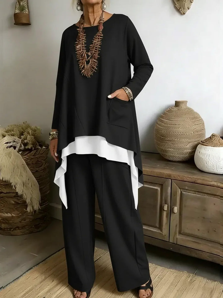 Ensemble décontracté pour femmes composé d'un haut asymétrique et de pantalons larges Levoire