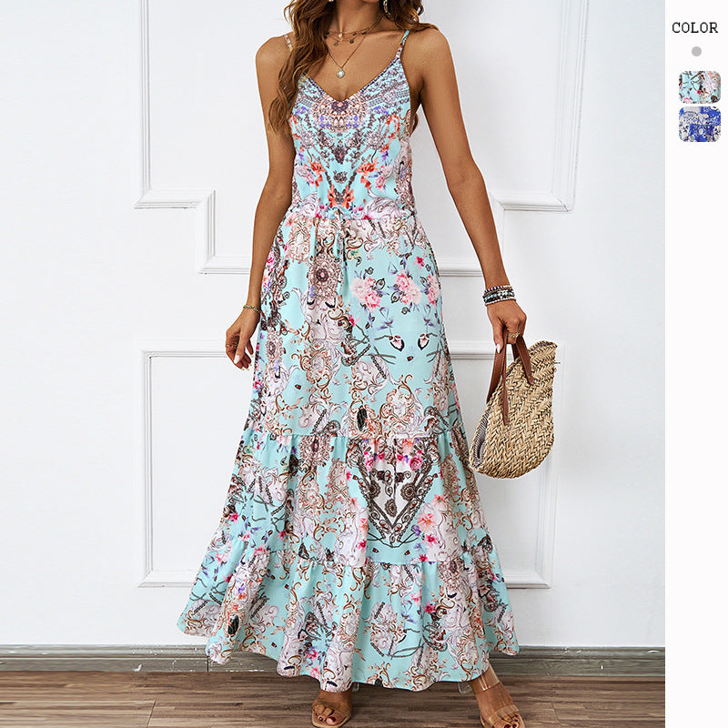 Robe maxi femme avec motif floral et poches latérales Levoire