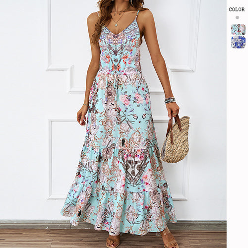 Robe maxi femme avec motif floral et poches latérales Levoire