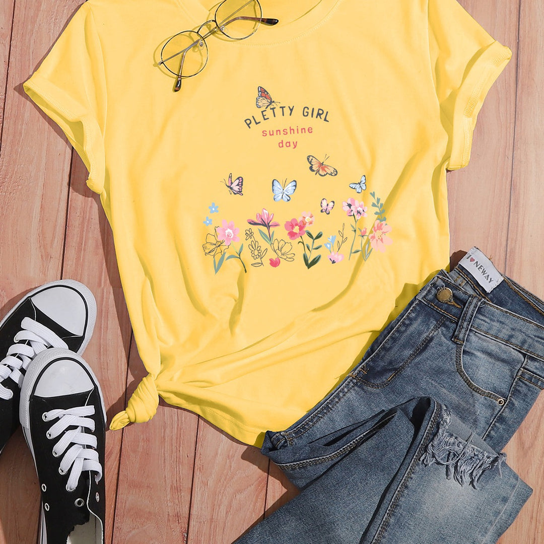T-shirt pour femmes avec imprimé floral ludique et imprimé élégant Levoire