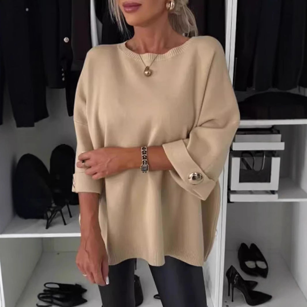 Pull oversized élégant pour femmes avec des détails de boutons raffinés Levoire