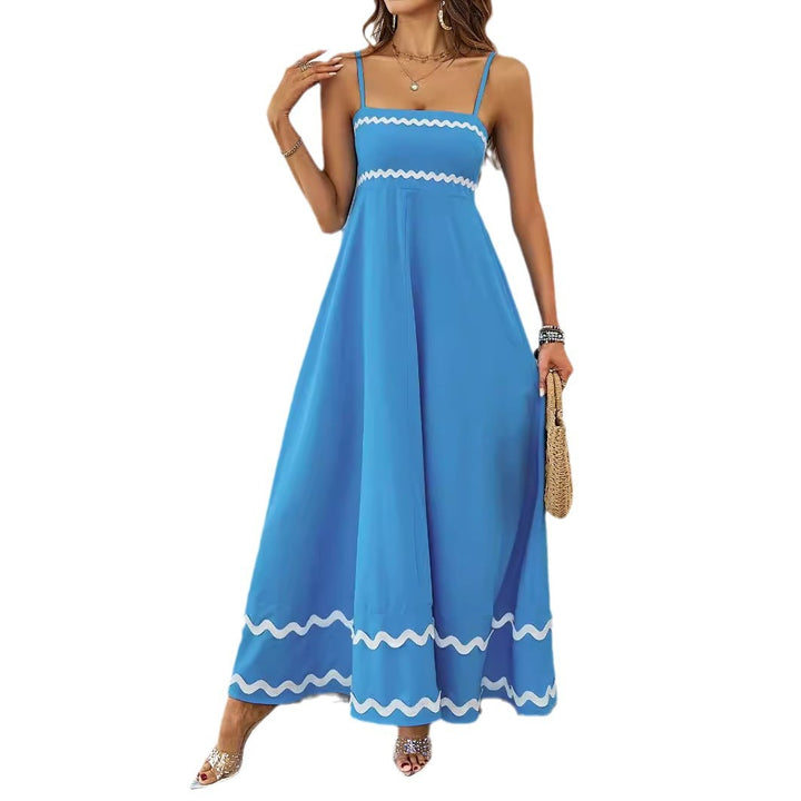 Robe maxi pour femmes avec un ourlet délicat à volants et de fines bretelles spaghetti Levoire