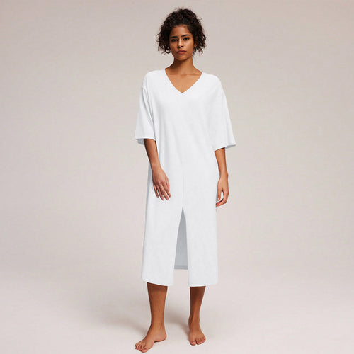 Robe midi décontractée pour femme avec décolleté en V profond et fente latérale Levoire