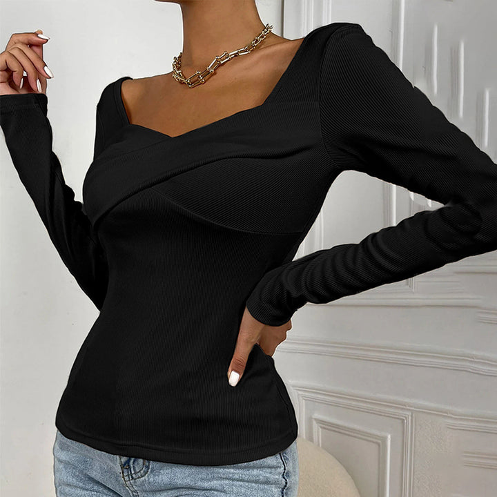 Body à manches longues pour femme avec design enveloppant décoratif Levoire