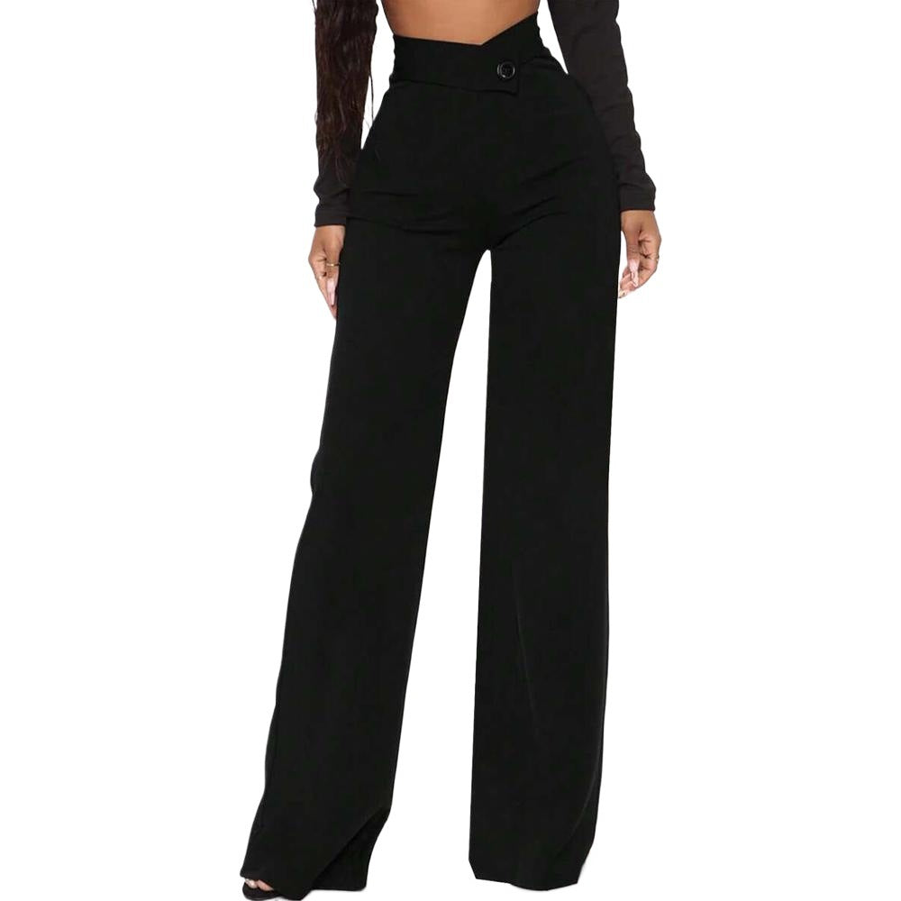 Pantalon large taille haute pour femmes avec ceinture élégante et plis de bon goût Levoire