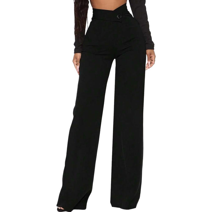 Pantalon large taille haute pour femmes avec ceinture élégante et plis de bon goût Levoire