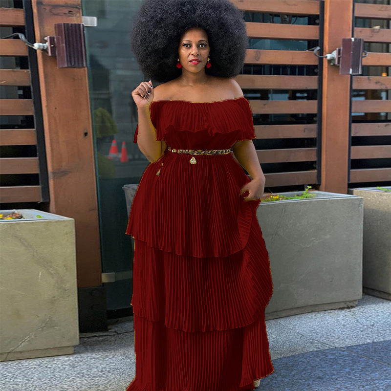 Levoire | Robe maxi plissée séduisante de vacances à la plage Bordeaux