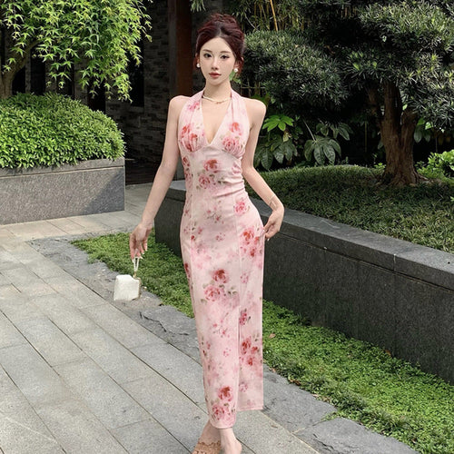 Levoire | Robe dos nu Halterneck Retro Fleurie Sexy Robe
