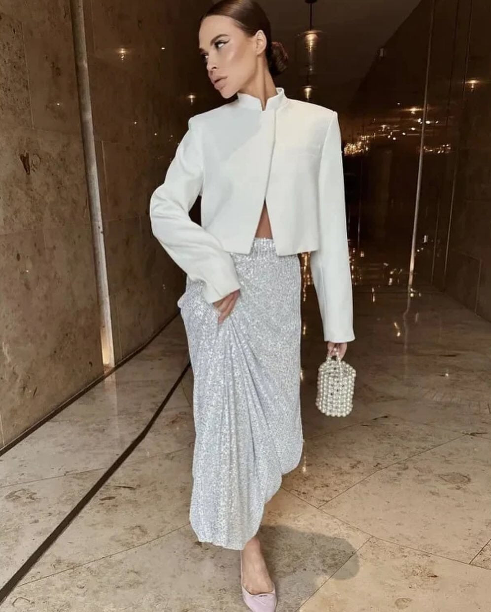 Levoire | Jupe longue droite élastique à fente élégante Bar Hopea