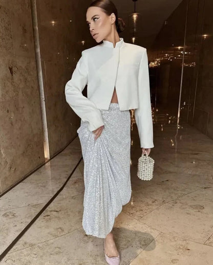 Levoire | Jupe longue droite élastique à fente élégante Bar Hopea