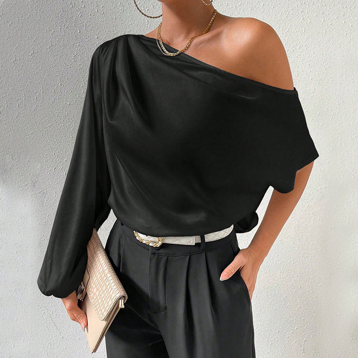 Top asymétrique pour femmes avec des manches bouffantes élégantes Levoire