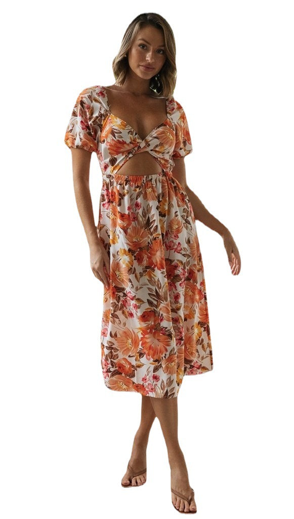 Robe d'été pour femmes avec un design de nœud ludique et un cordon de taille élastique Levoire