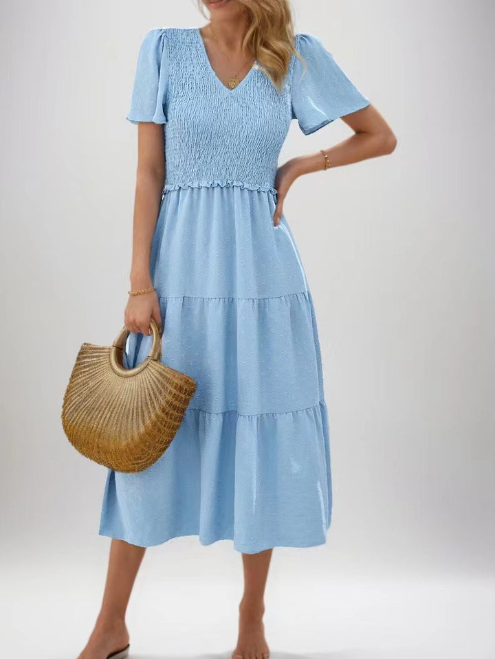 Robe midi femme avec taille élastique et détails volantés Levoire