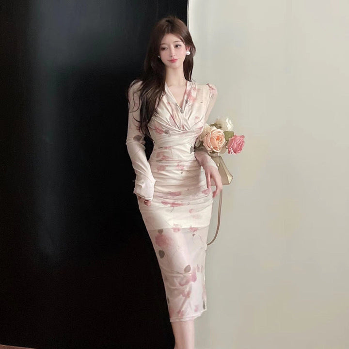 Levoire | Robe Tendance Kihara Décolleté en V Fronces Partie à Nouer