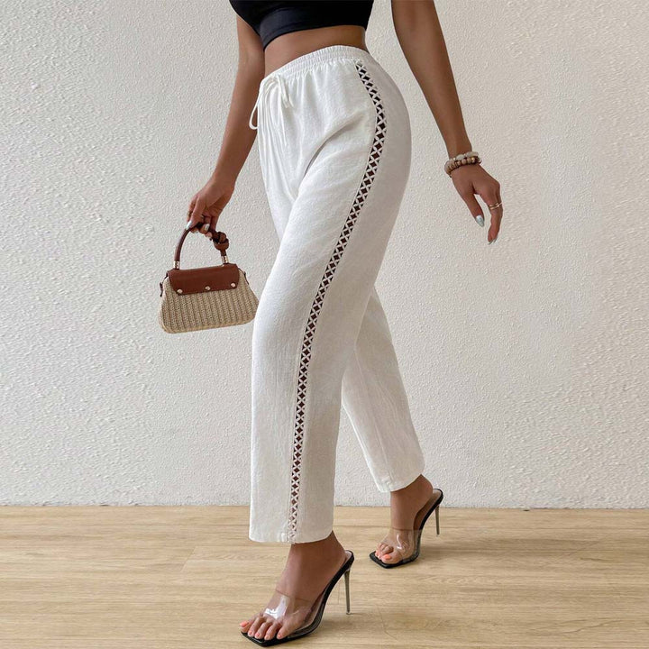 Pantalons larges en coton pour femmes avec détails de volants sur les côtés Levoire