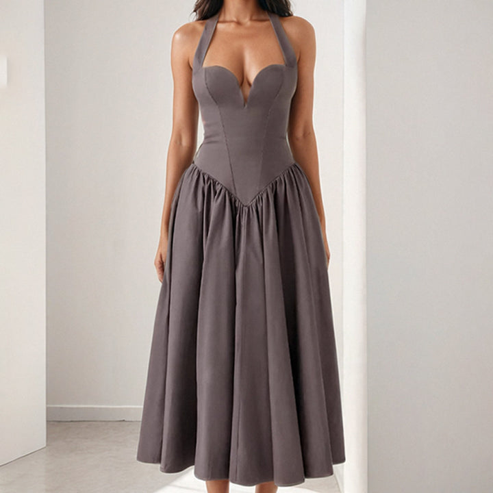 Robe de soirée pour femmes de haute qualité avec décolleté en cœur profond et jupe volumineuse Levoire