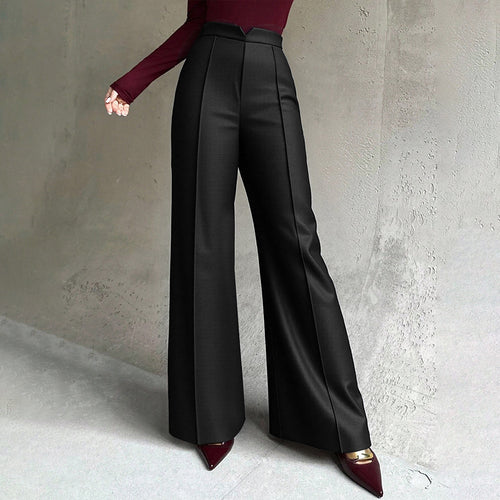 Pantalons palazzo taille haute pour femmes avec plis élégants Levoire