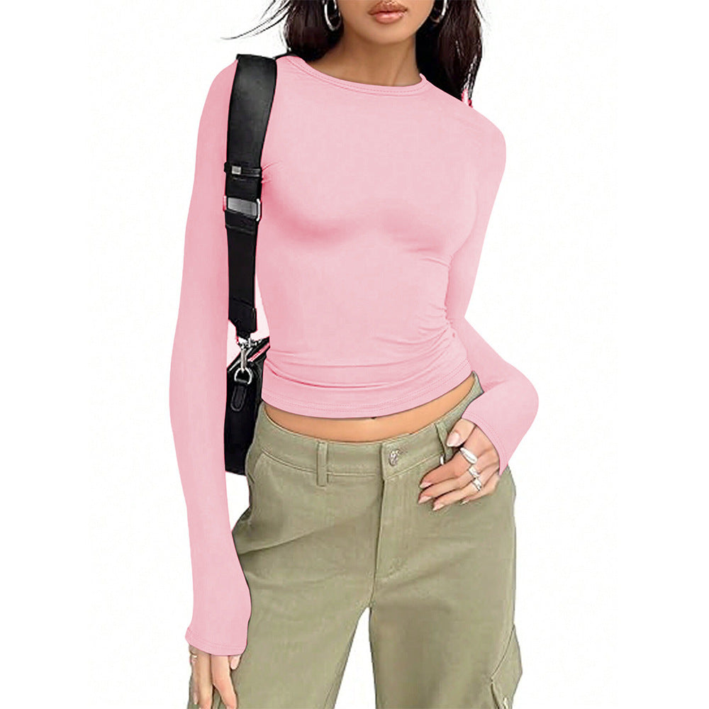 Chemise basique à manches longues pour dames avec un élégant col rond Levoire