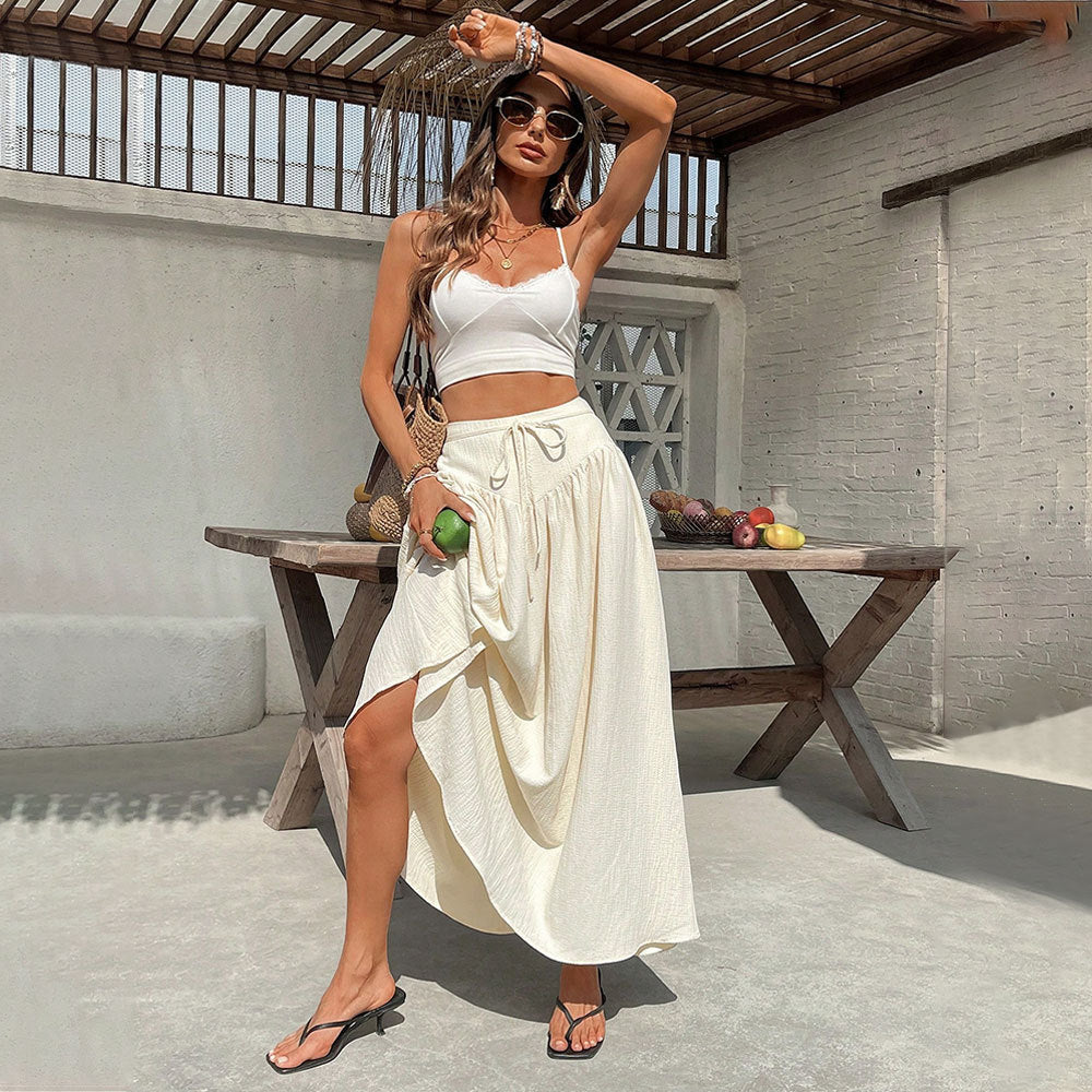 Jupe maxi femme avec une coupe élégante et fluide et un cordon de taille réglable Levoire