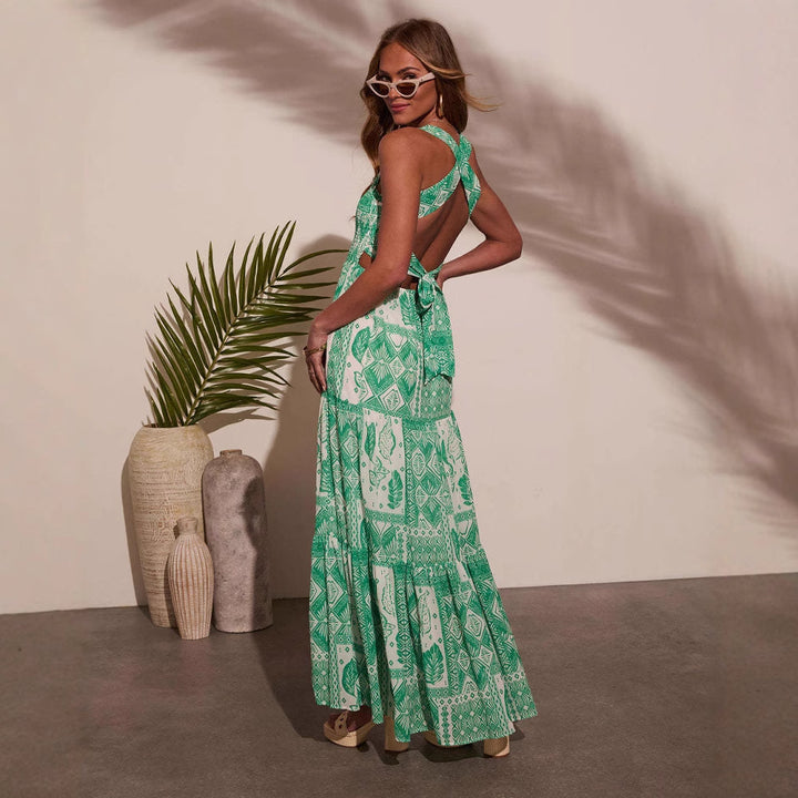 Robe Maxi Femme avec Détails Floraux et Design Hors-Épaules Levoire