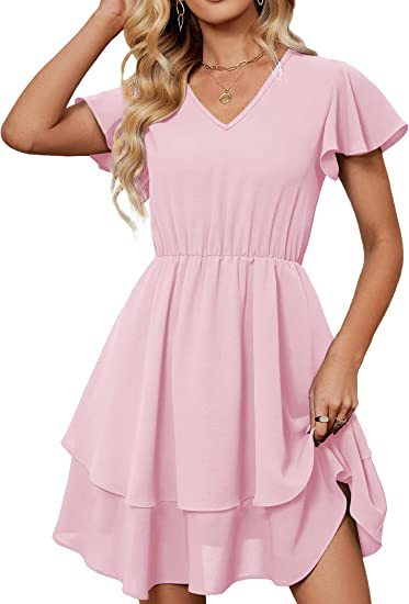 Robe décontractée femme avec jupe flottante et manches froncées Levoire