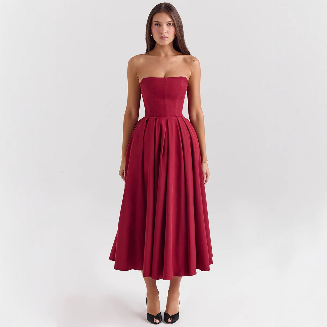 Robe de soirée pour femme avec décolleté en cœur et jupe évasée Levoire