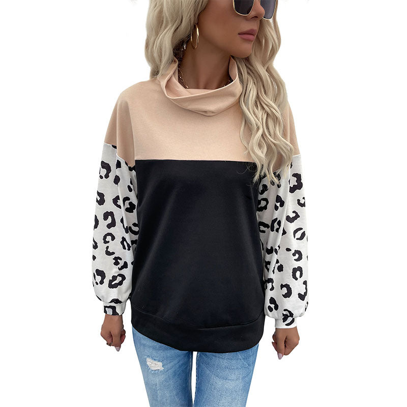Sweat-shirt féminin à la mode avec imprimé animal et col montant Levoire