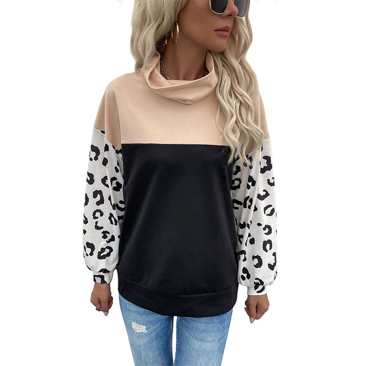 Sweat-shirt féminin à la mode avec imprimé animal et col montant Levoire